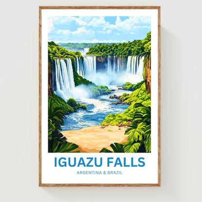 Iguazu Falls Travel Poster - Stunning Rainforest and Waterfalls Argentina