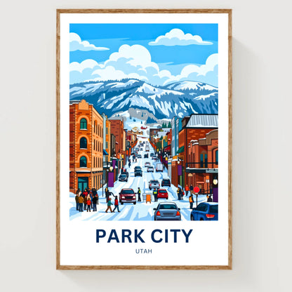 Park City Travel Poster - Charming Winter Street Vibe