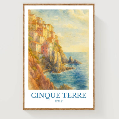 Cinque Terre, Watercolor design poster, Italy Print, Cinque Terre Wall Art