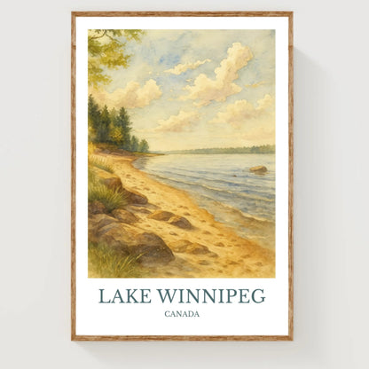 Lake Winnipeg, Watercolor design poster, Canada Print, Lake Winnipeg Wall Art