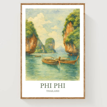 Phi Phi, Watercolor design poster, Thailand Print, Phi Phi Wall Art