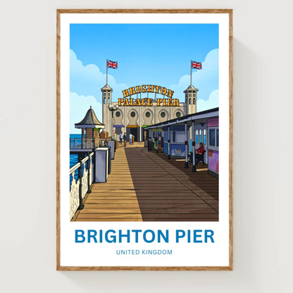 Brighton Pier Travel Poster - Coastal Attraction