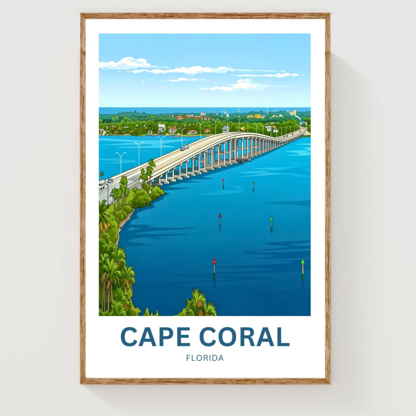 Cape Coral, Florida Travel Poster - River Crossing
