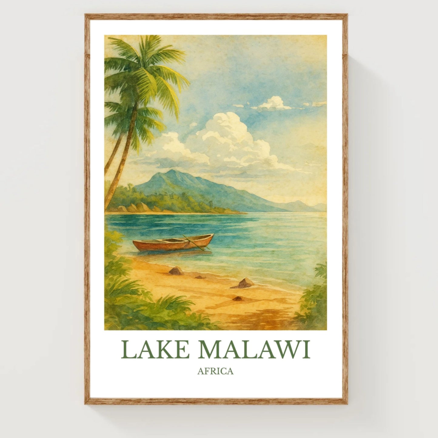 Lake Malawi, Watercolor design poster, Africa Print, Lake Malawi Wall Art