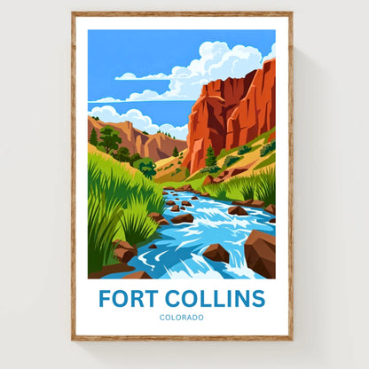 Fort Collins, Colorado Travel Poster - River
