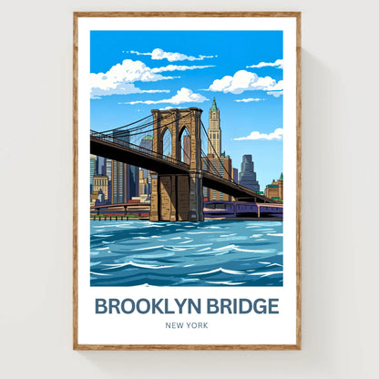 Brooklyn Bridge Travel Poster -  Manhattan to Brooklyn