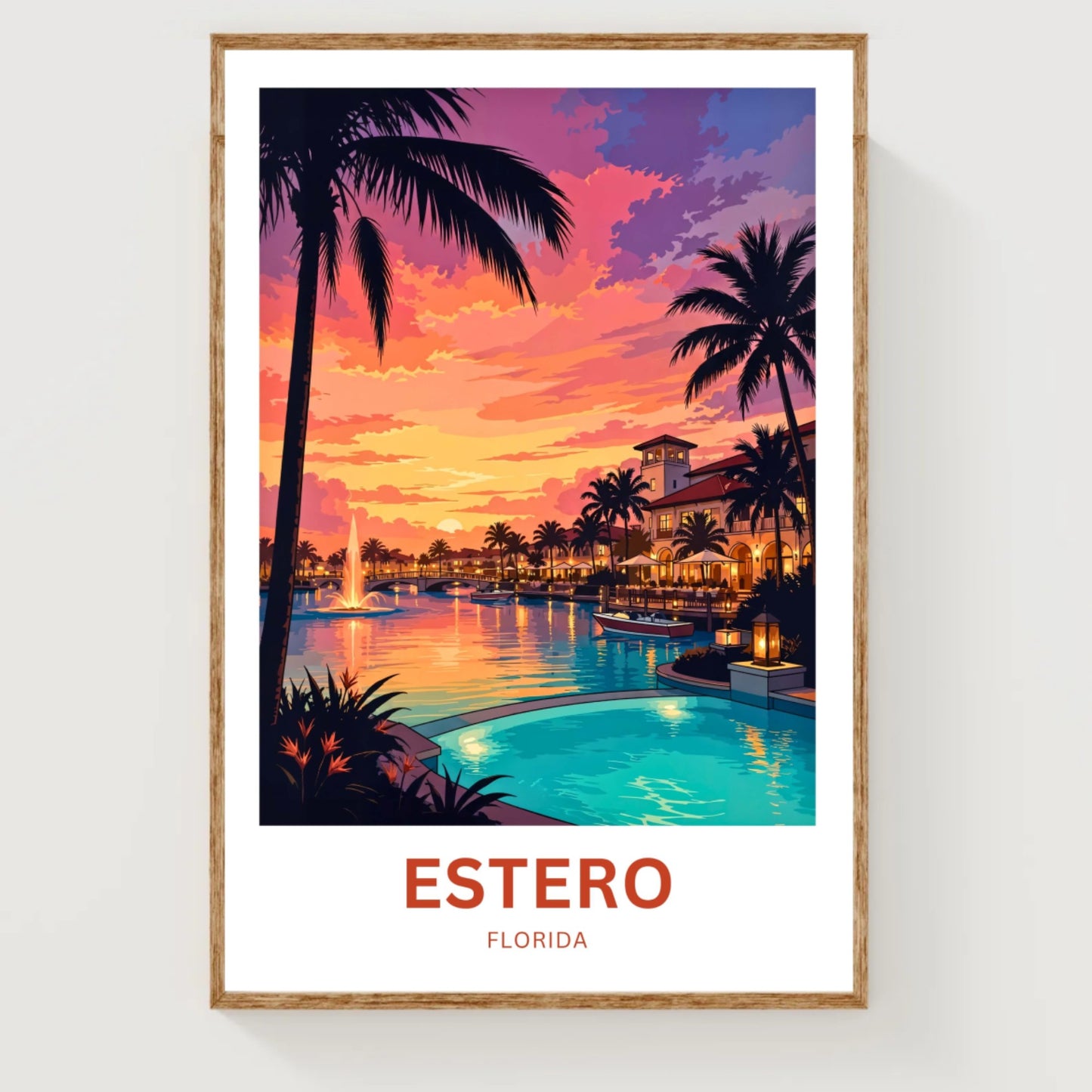 Estero Travel Poster - Sunset & Reflections
