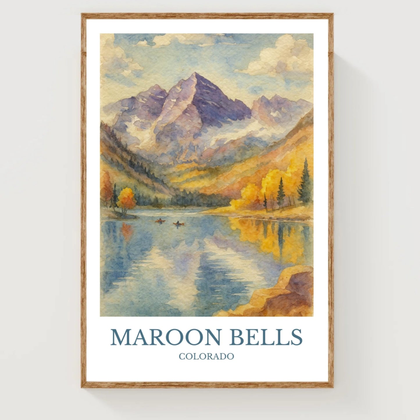 Maroon Bells, Watercolor design poster, Colorado Print, Maroon Bells Wall Art