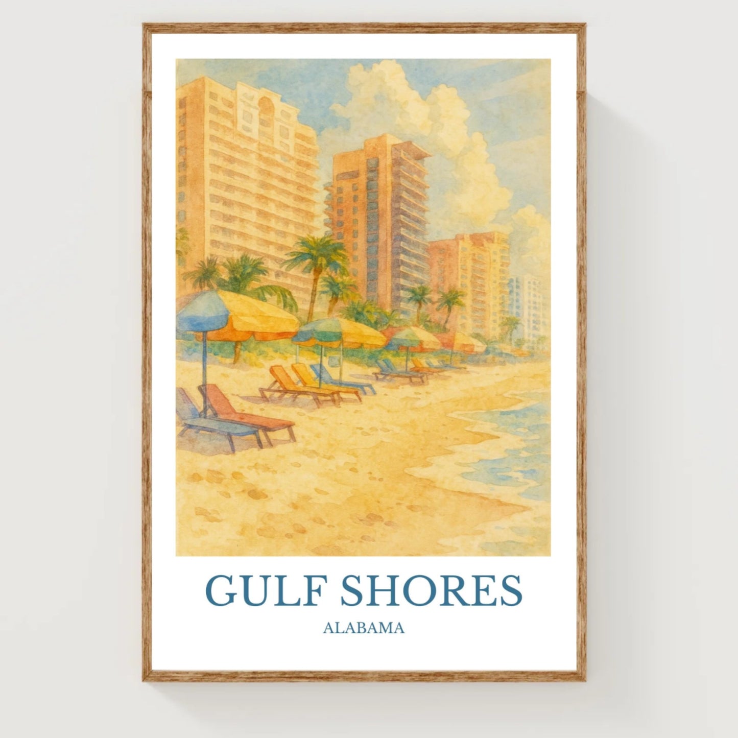 Gulf Shores, Watercolor design poster, Alabama Print, Gulf Shores Wall Art