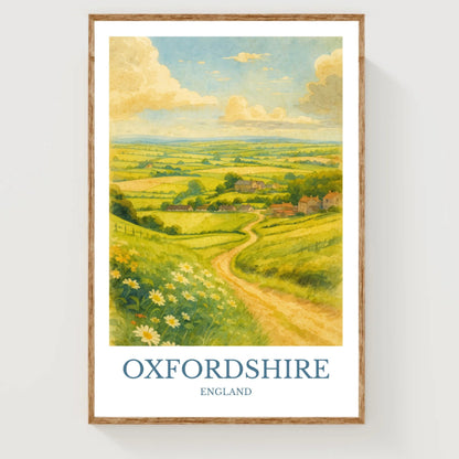 Oxfordshire, Watercolor design poster, England Print, Oxfordshire Wall Art