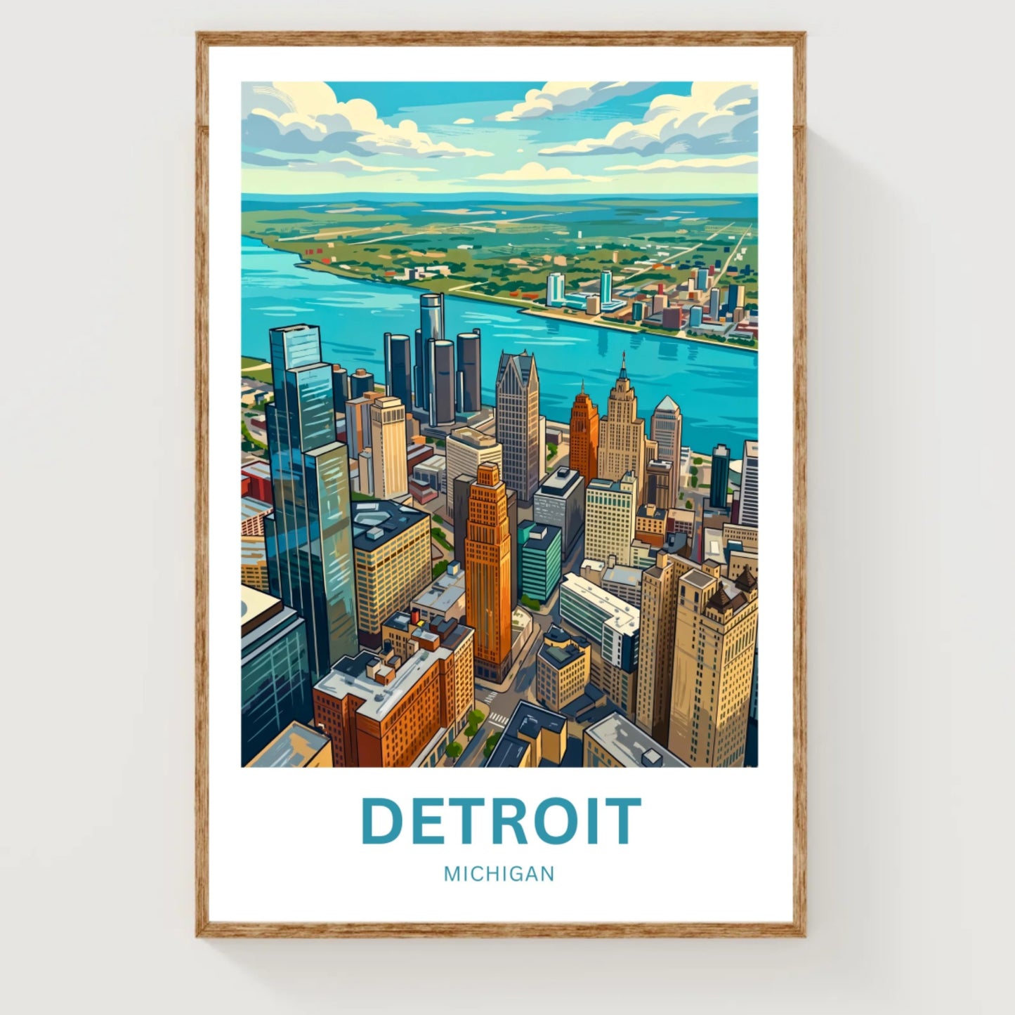 Detroit Travel Poster - Aerial View