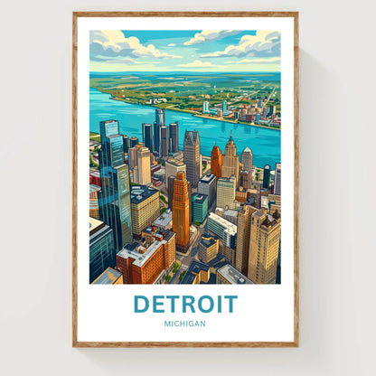 Detroit Travel Poster - Aerial View