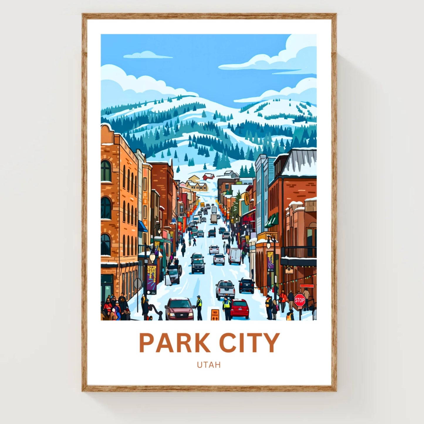 Park City Travel Poster- Snowy Main Street
