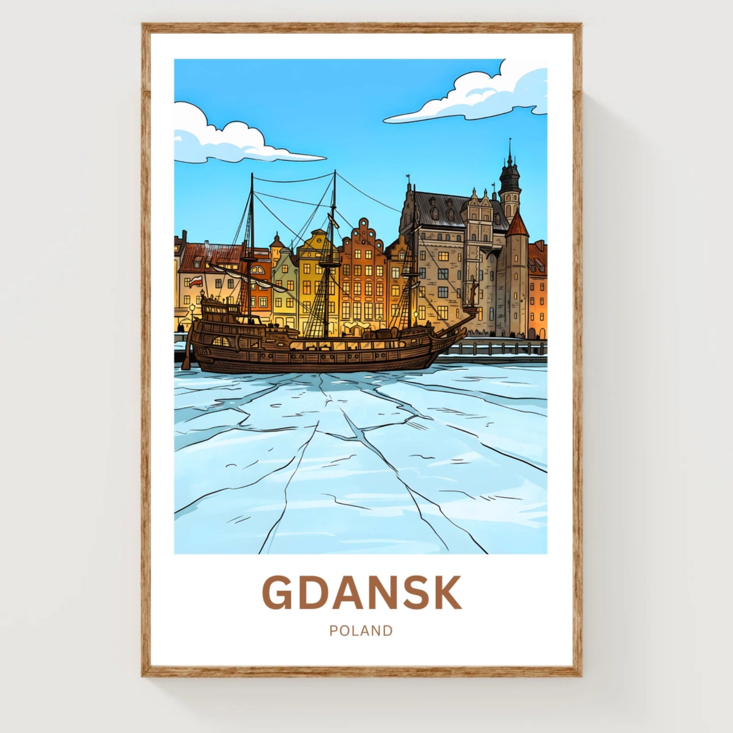 Gdańsk  Travel Poster - Frozen River Voyage