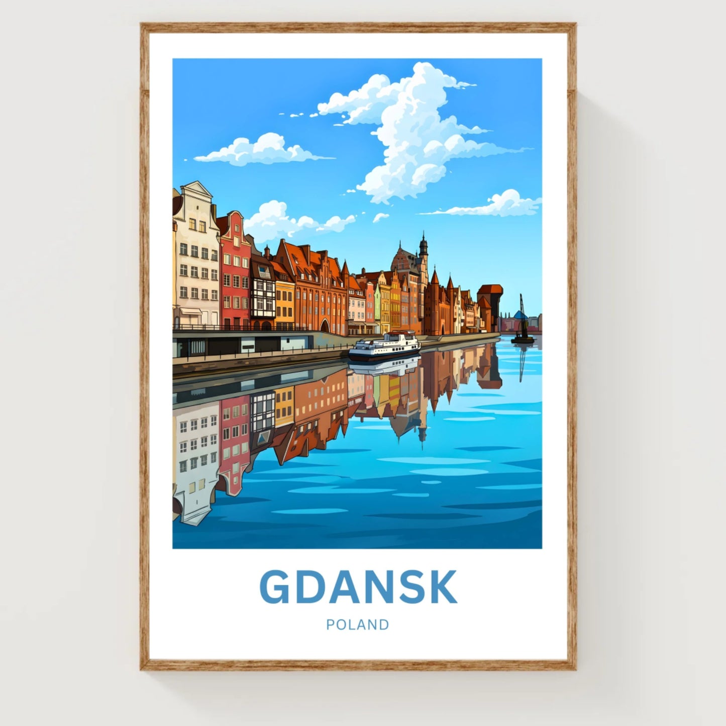 Gdańsk  Travel Poster - Riverside History