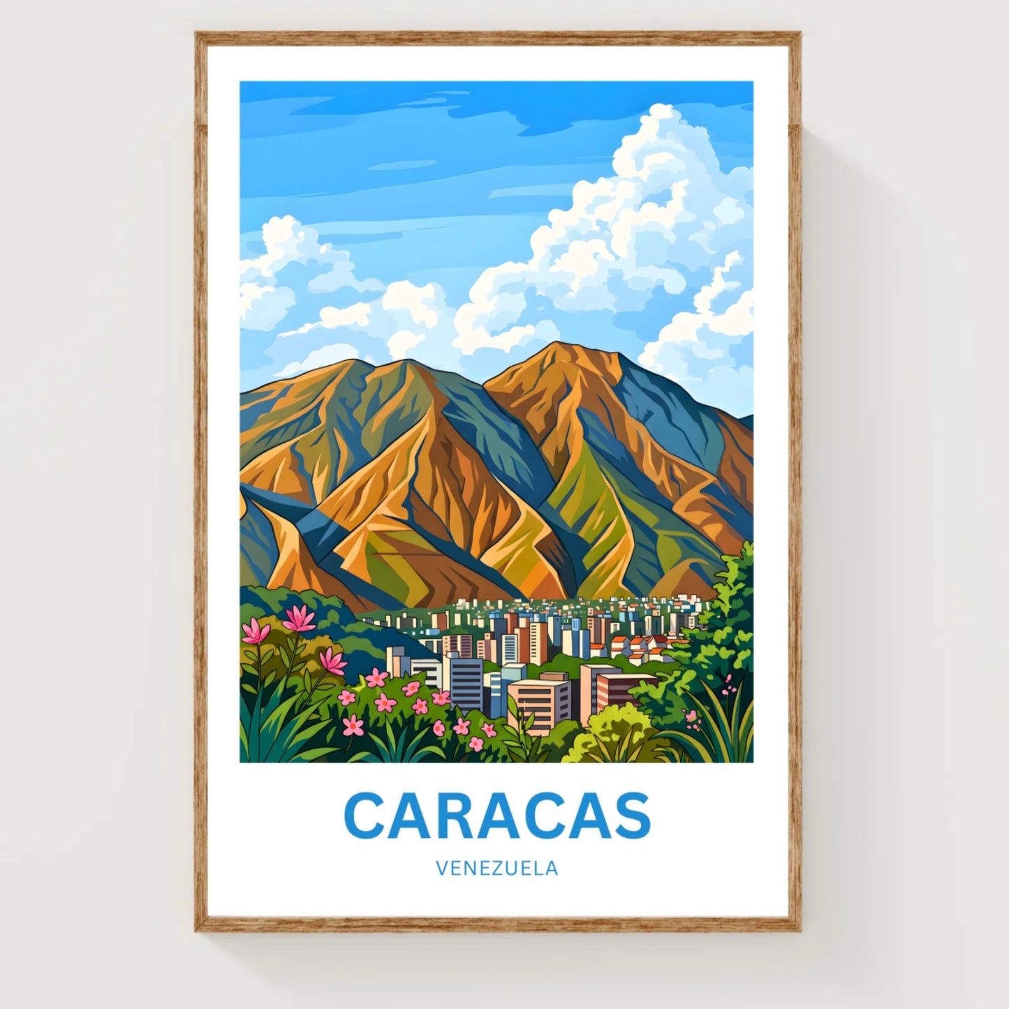 Caracas Travel Poster - Venenzuela Mountain View