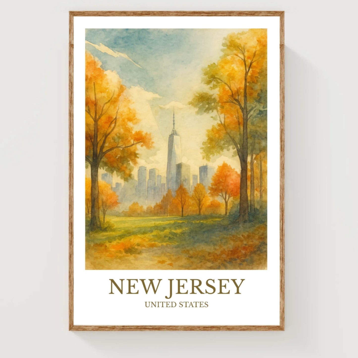 New Jersey, Watercolor design poster, United States Print, New Jersey Wall Art