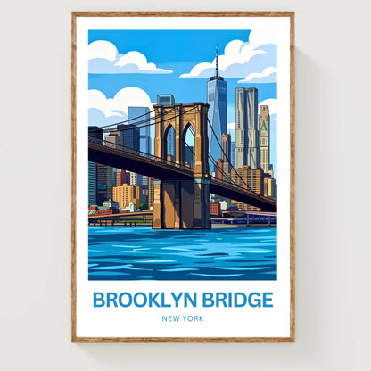 Brooklyn Bridge Travel Poster -  Skyline Over the Bridge