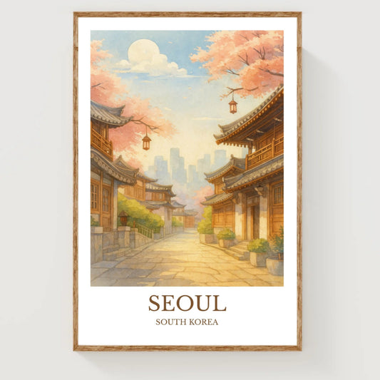Seoul, Watercolor design poster, South Korea Print, Seoul Wall Art
