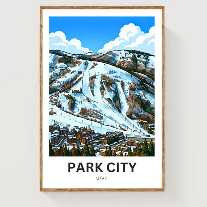 Park City Travel Poster- Snowy Peaks