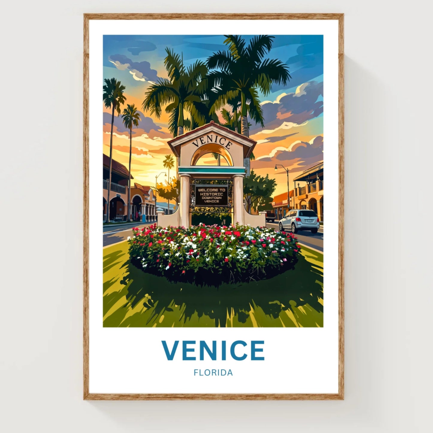 Venice, Florida Travel Poster - Downtown
