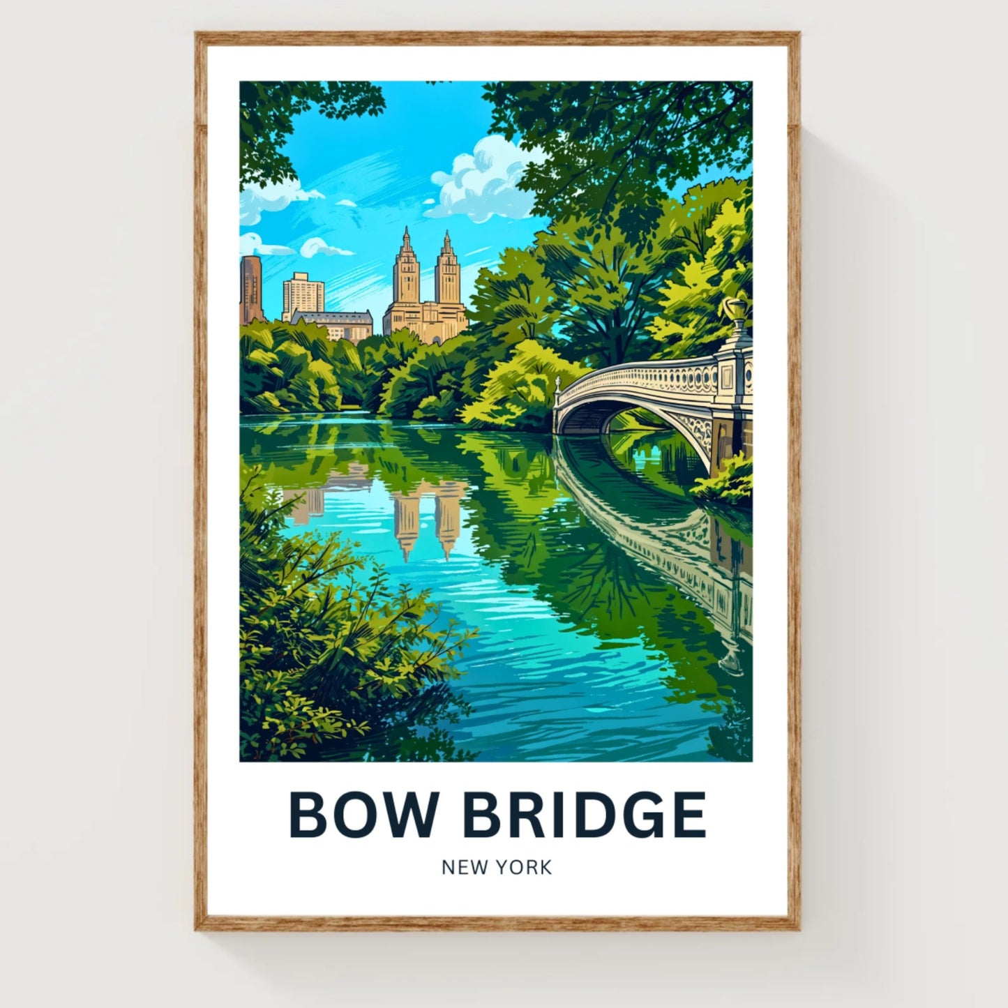 Bow Bridge  Travel Poster - New York’s Gentle Curve