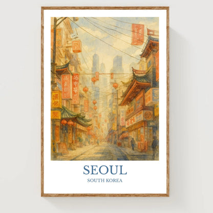 Captivating Seoul, Watercolor design poster, South Korea  Print, Seoul Wall Art