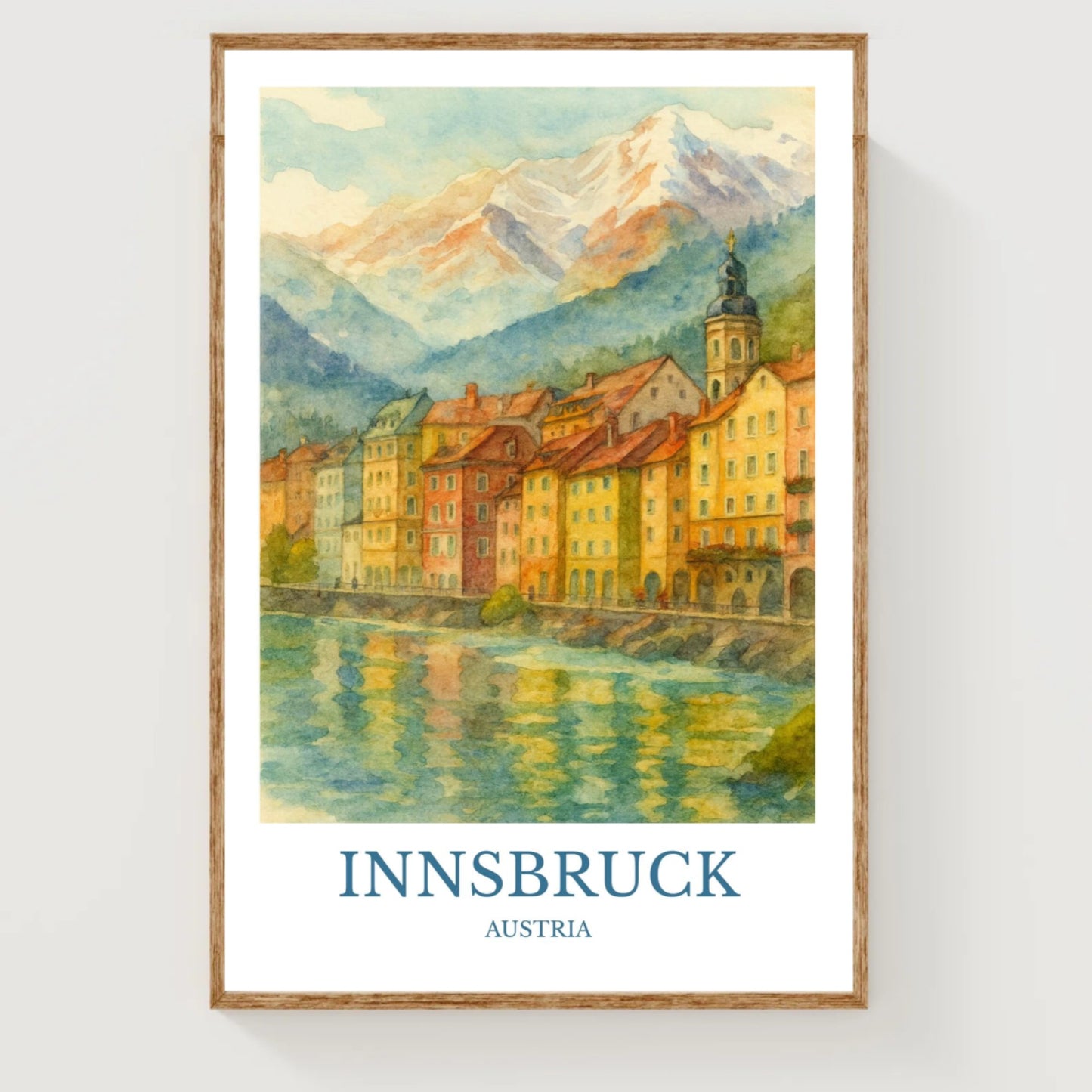 Innsbruck, Watercolor design poster, Austria Print, Innsbruck Wall Art