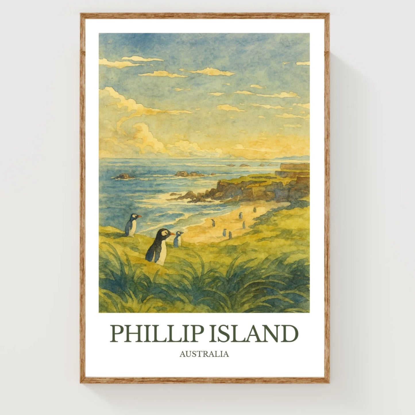 Phillip Island, Watercolor design poster, Australia Print, Phillip Island Wall Art