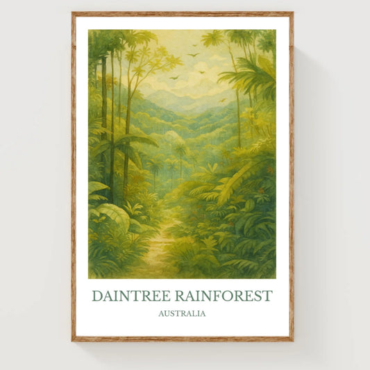Daintree Rainforest, Watercolor design poster, Australia Print, Daintree Rainforest Wall Art