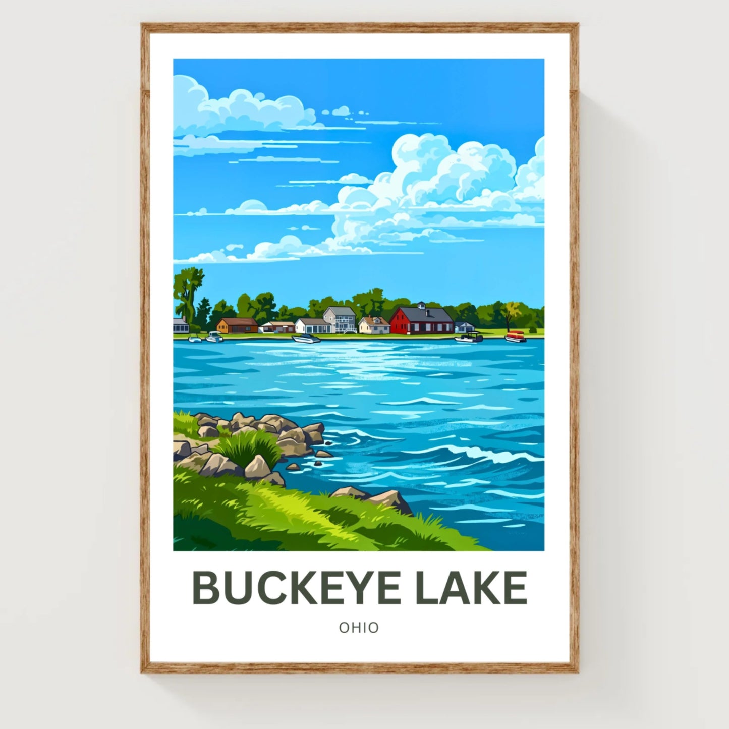 Buckeye Lake Travel Poster -  Lakefront Tranquility