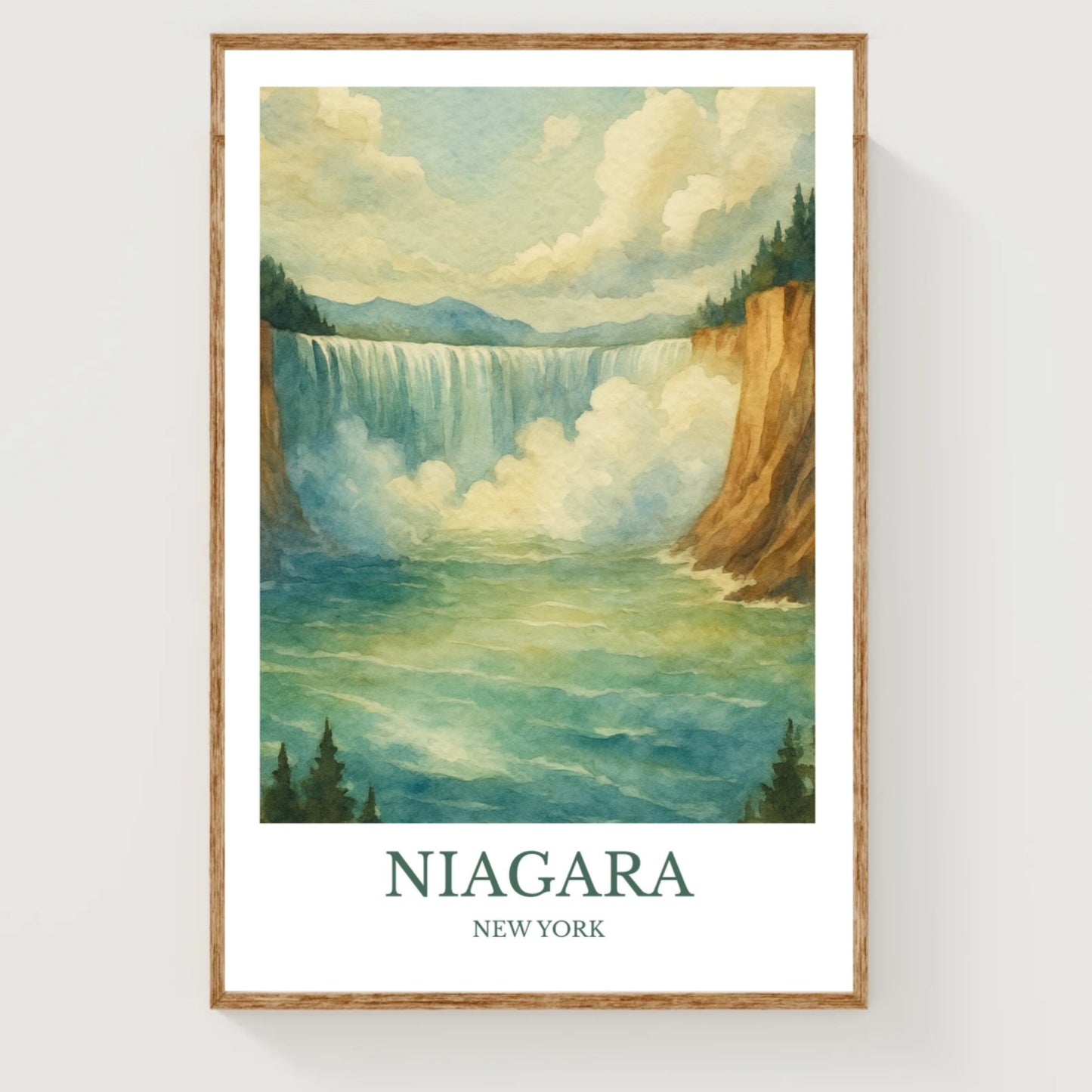 Niagara Falls, Watercolor design poster, United States Print, Niagara Falls Wall Art