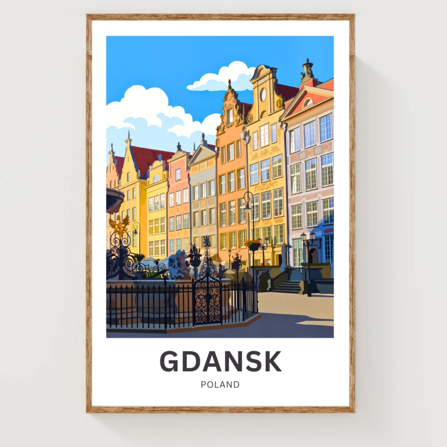 Gdańsk  Travel Poster - Captivating Pastel Facades