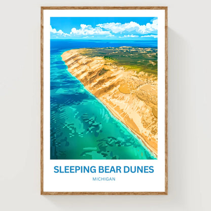 Sleeping Bear Dunes Travel Poster - Famous Massive Sand