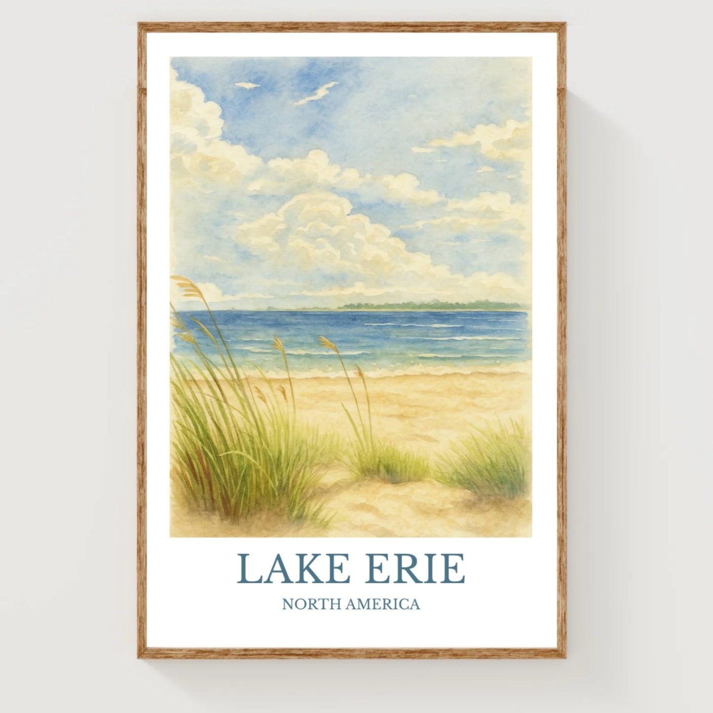 Lake Erie, Watercolor design poster, North America Print, Lake Erie Wall Art