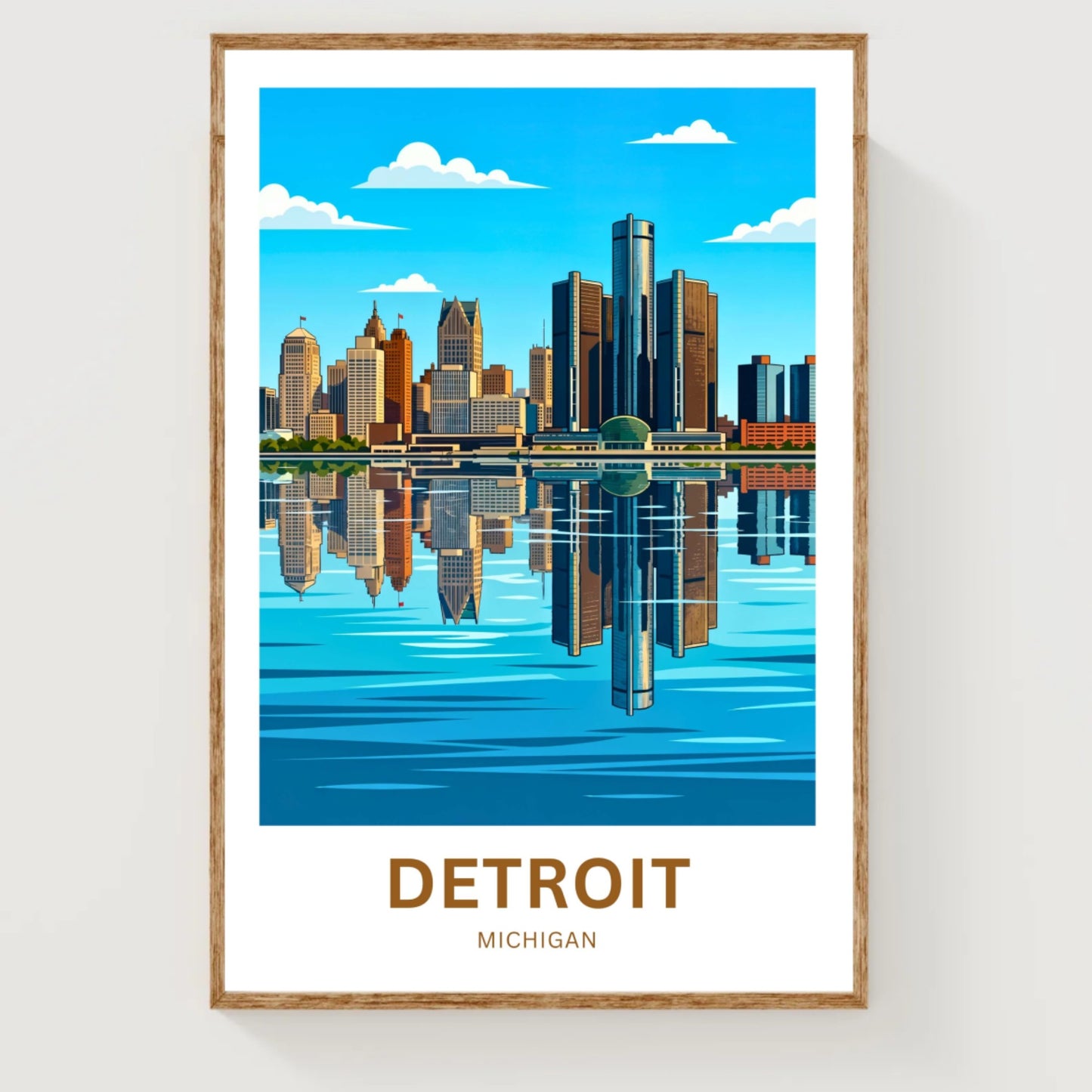 Detroit Travel Poster - Beautiful Skyline View