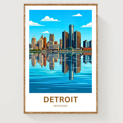 Detroit Travel Poster - Beautiful Skyline View