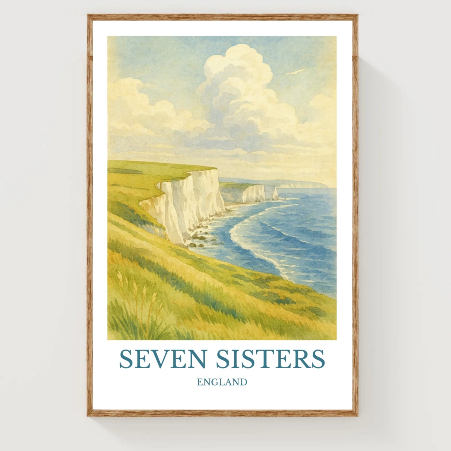Seven Sisters, Watercolor design poster, England Print, Seven Sisters Wall Art