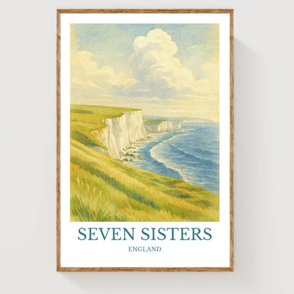 Seven Sisters, Watercolor design poster, England Print, Seven Sisters Wall Art