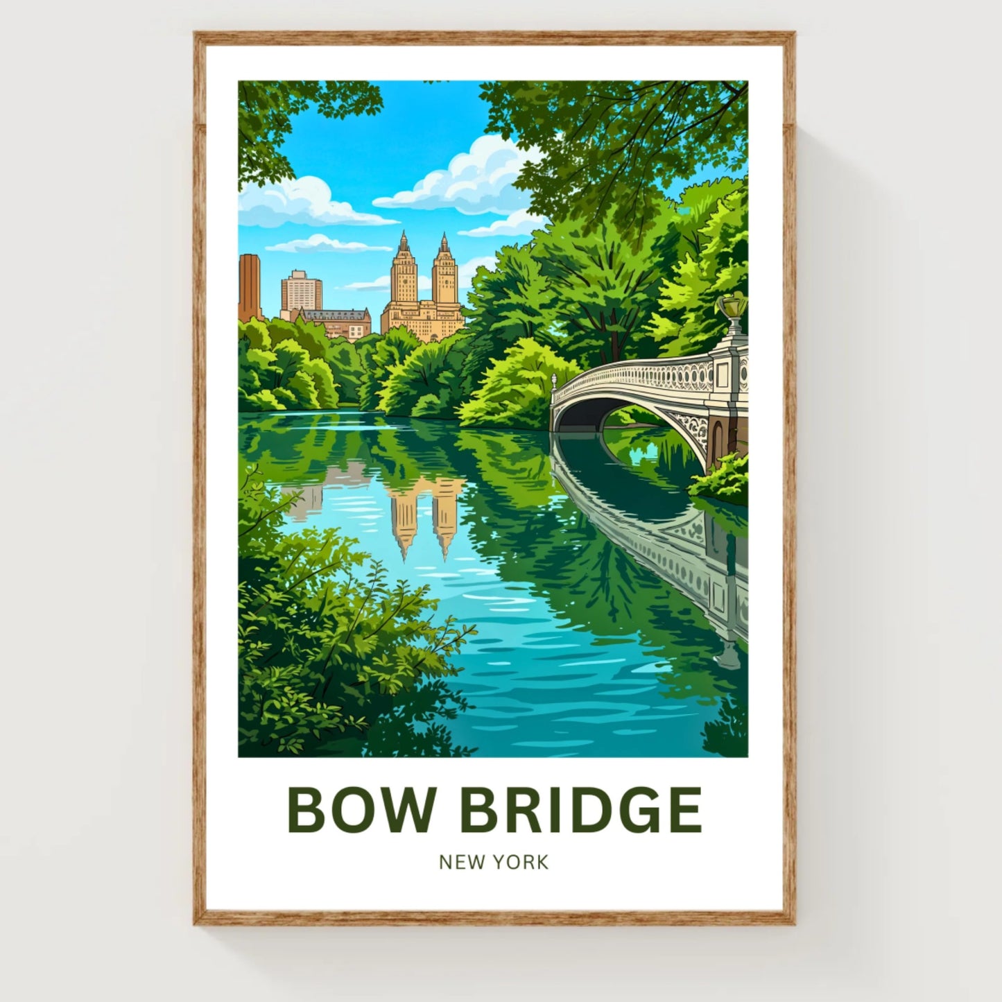 Bow Bridge  Travel Poster - Central Park Reflections