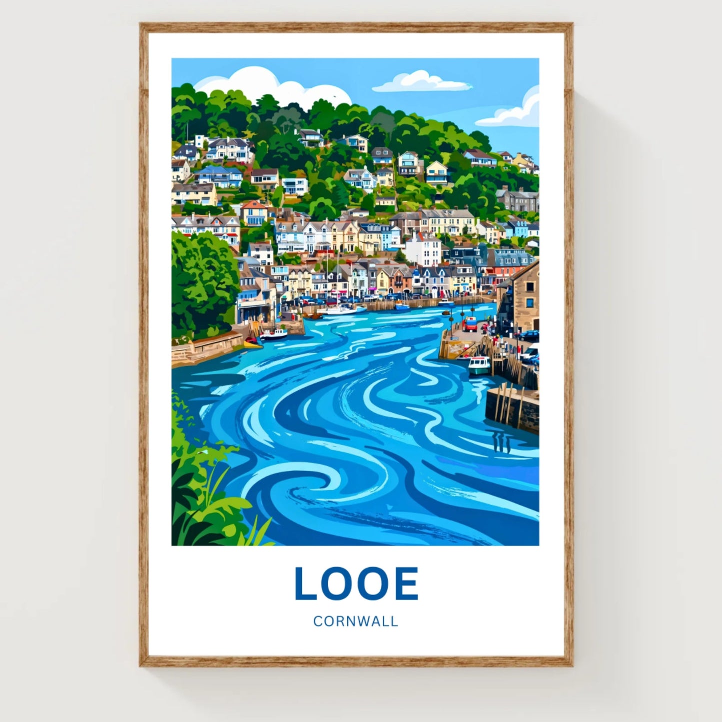 Looe, Cornwall Travel Poster - Harbour Days