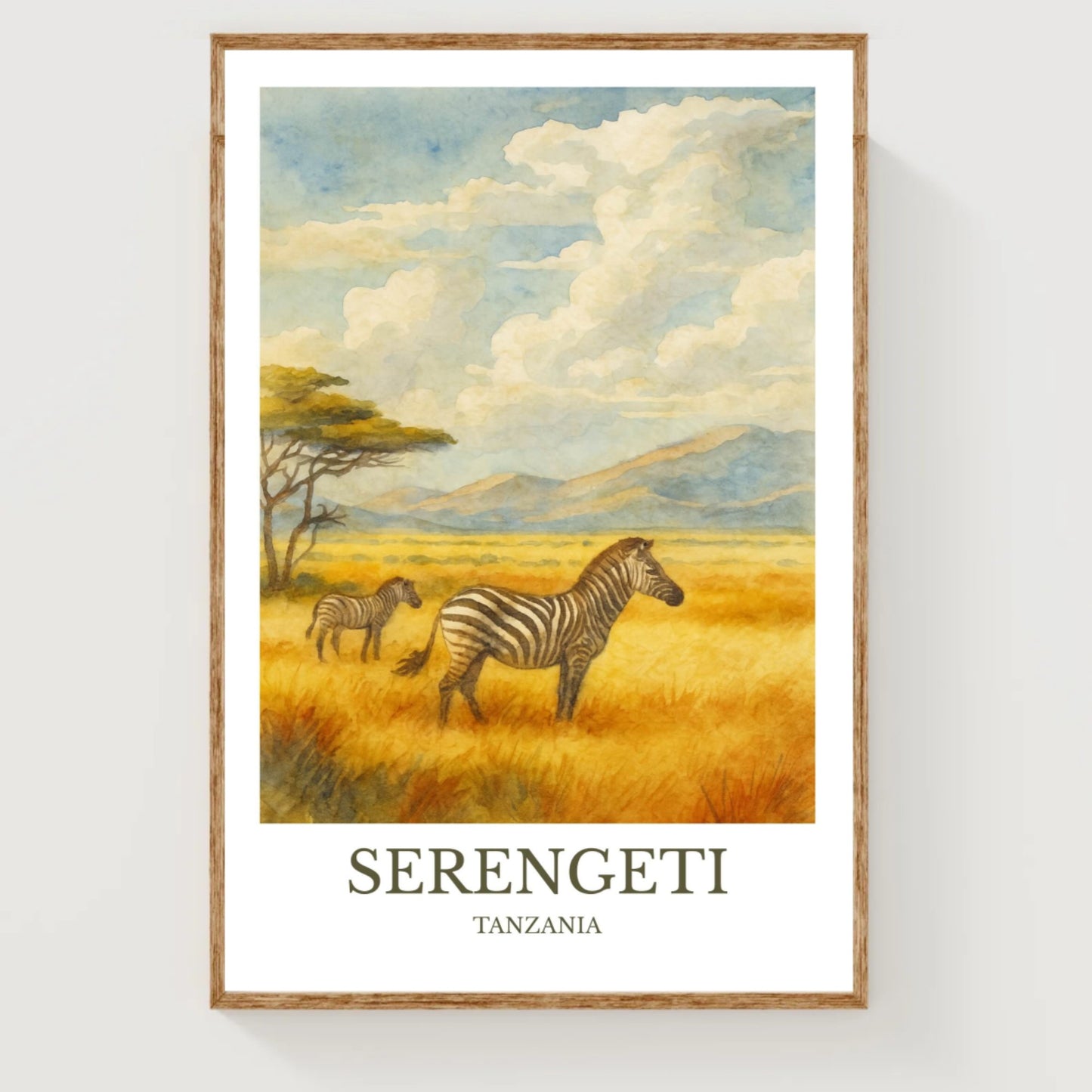 Serengeti, Watercolor design poster, Tanzania Print, Serengeti Wall Art