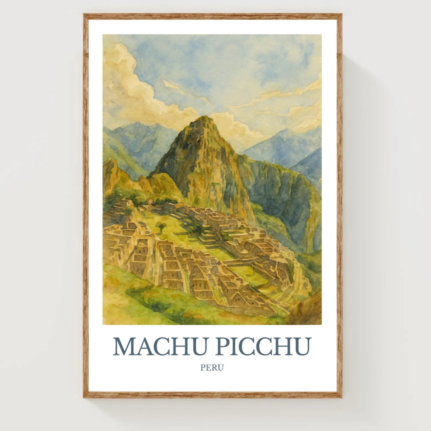 Machu Picchu, Watercolor design poster, Peru Print, Machu Picchu Wall Art