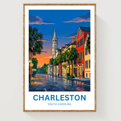 Charleston Historic District Travel Poster - Southern Serenity