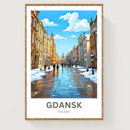 Gdańsk  Travel Poster - Beautiful Winter Street Strolling