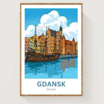 Gdańsk  Travel Poster - Poland Historic Ship