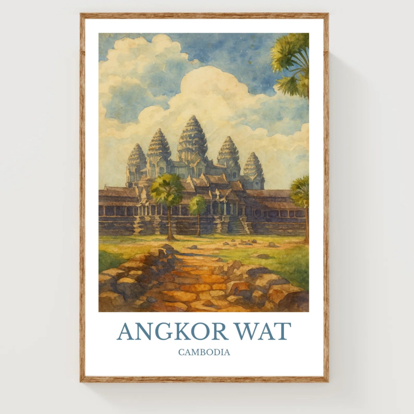 Angkor Wat, Watercolor design poster, Cambodia Print, Angkor Wat Wall Art