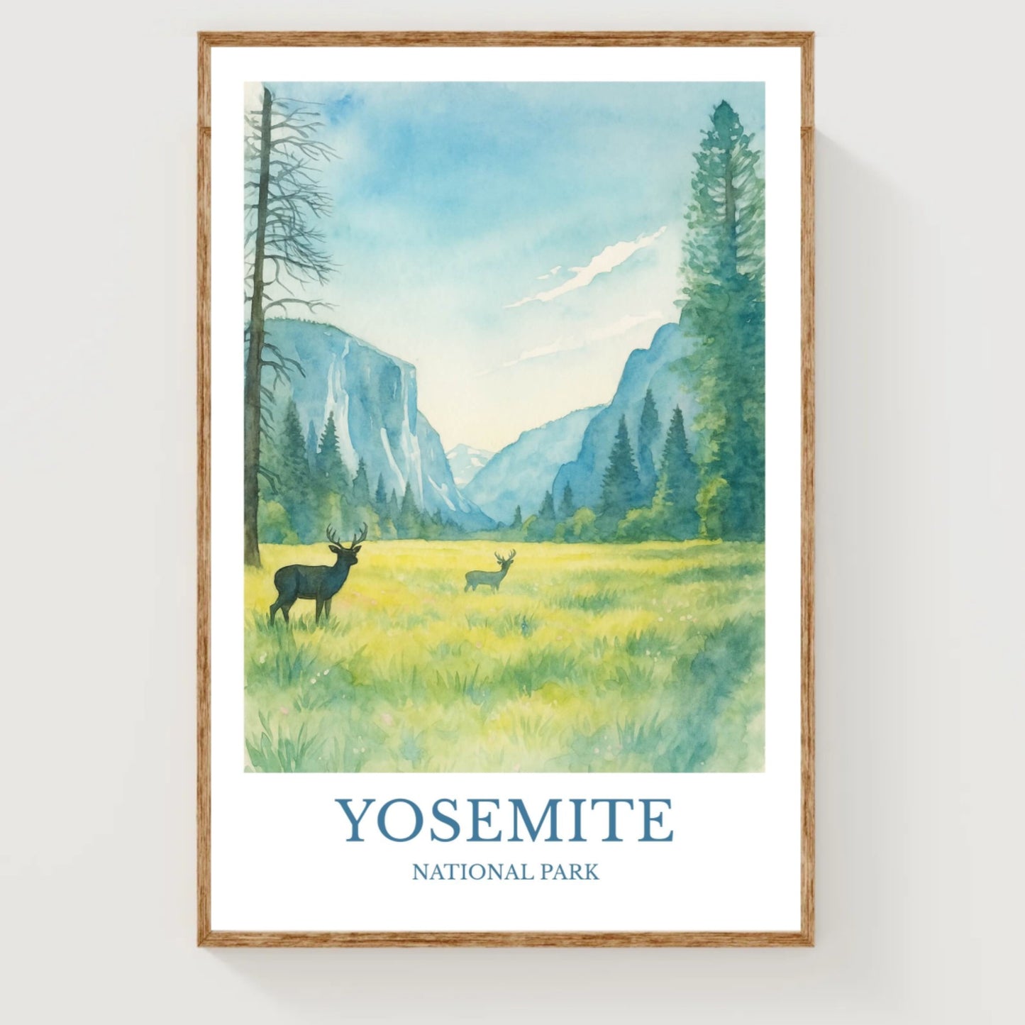 Yosemite, Watercolor design poster, National Park Print, Yosemite Wall Art