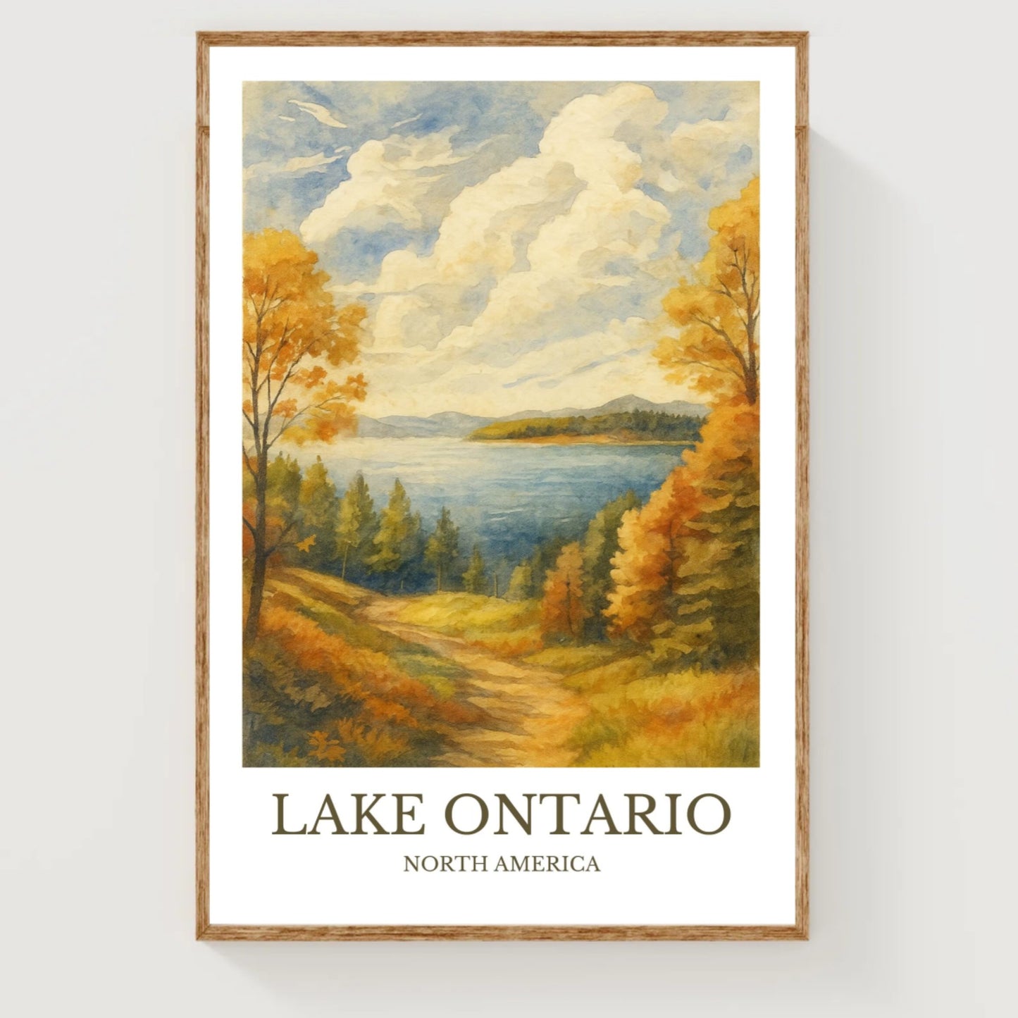 Lake Ontario, Watercolor design poster, North America Print, Lake Ontario Wall Art