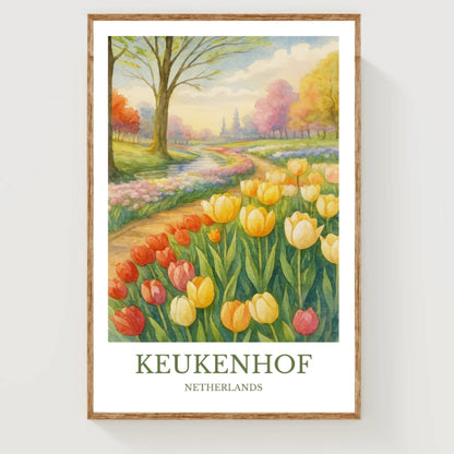 Keukenhof, Watercolor design poster, Netherlands Print, Keukenhof Wall Art